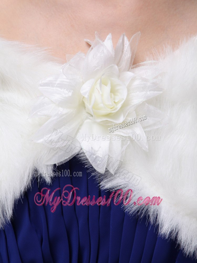 High Quality Faux Fur Special Occasion / Wedding Shawl In Ivory With V-neck